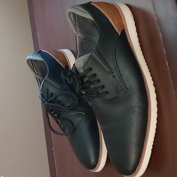 Dr Scholls Black and Tan Faux Leather Dress Shoes w Fabric Insides Size 10M - Picture 3 of 8